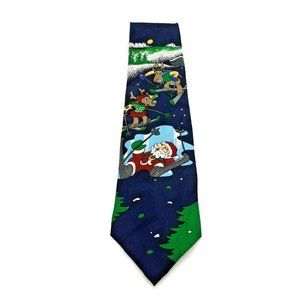 Jingle Bells Men Tie Santa Ski Reindeer Business Casual Gift Polyester Christmas